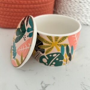 Tropical Ceramic Trinket Box with Lid- EUC